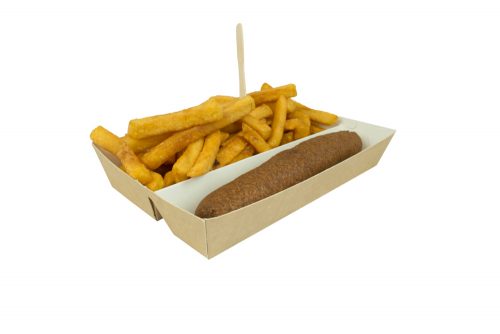 Combibakje friet/ frikandel bruin wit